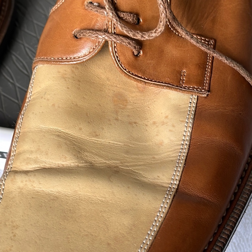 Two-Tone MAGNANNI Tan Oxford Blucher Square Toe Dress Shoes 12M SPAIN - Picture 9 of 16